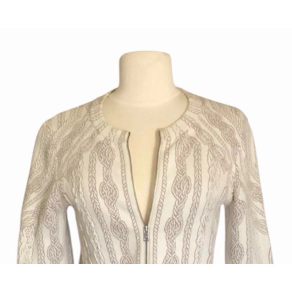 BCBGMaxAzria White Cream Stretch Jacket Front Zip Asymmetrical Hem Women’s XS - Picture 2 of 13